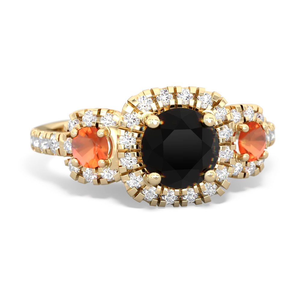 Onyx Regal Halo 14K Yellow Gold ring R5350