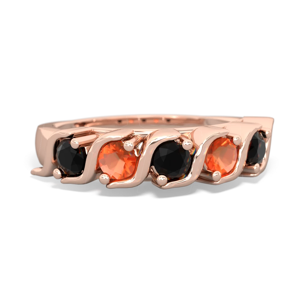 Onyx Anniversary Band 14K Rose Gold ring R2089