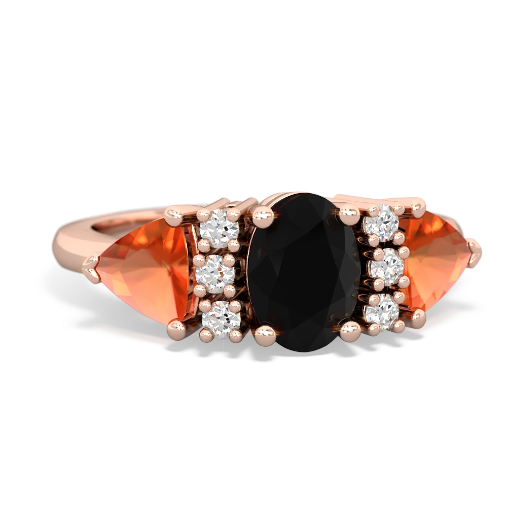 Onyx Antique Style Three Stone 14K Rose Gold ring R2186