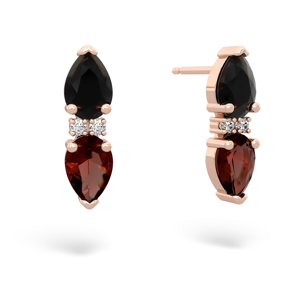 Onyx Bowtie Drop 14K Rose Gold earrings E0865