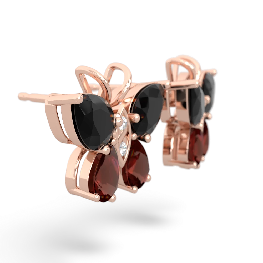 Onyx Butterfly 14K Rose Gold earrings E2215