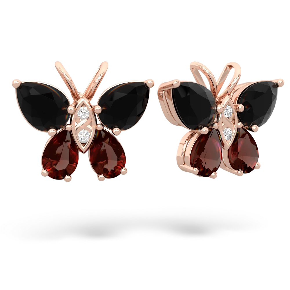 Onyx Butterfly 14K Rose Gold earrings E2215