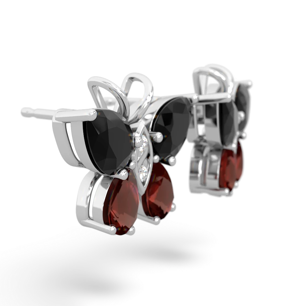 Onyx Butterfly 14K White Gold earrings E2215
