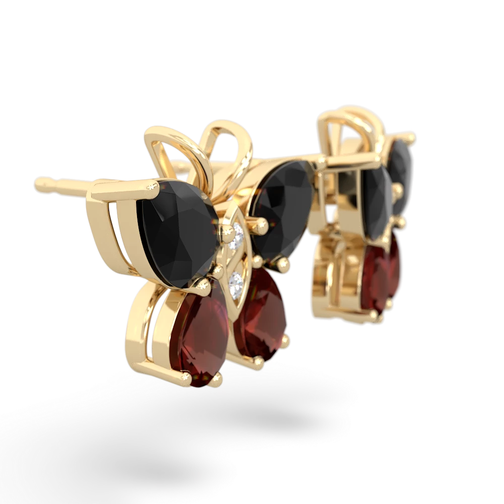 Onyx Butterfly 14K Yellow Gold earrings E2215