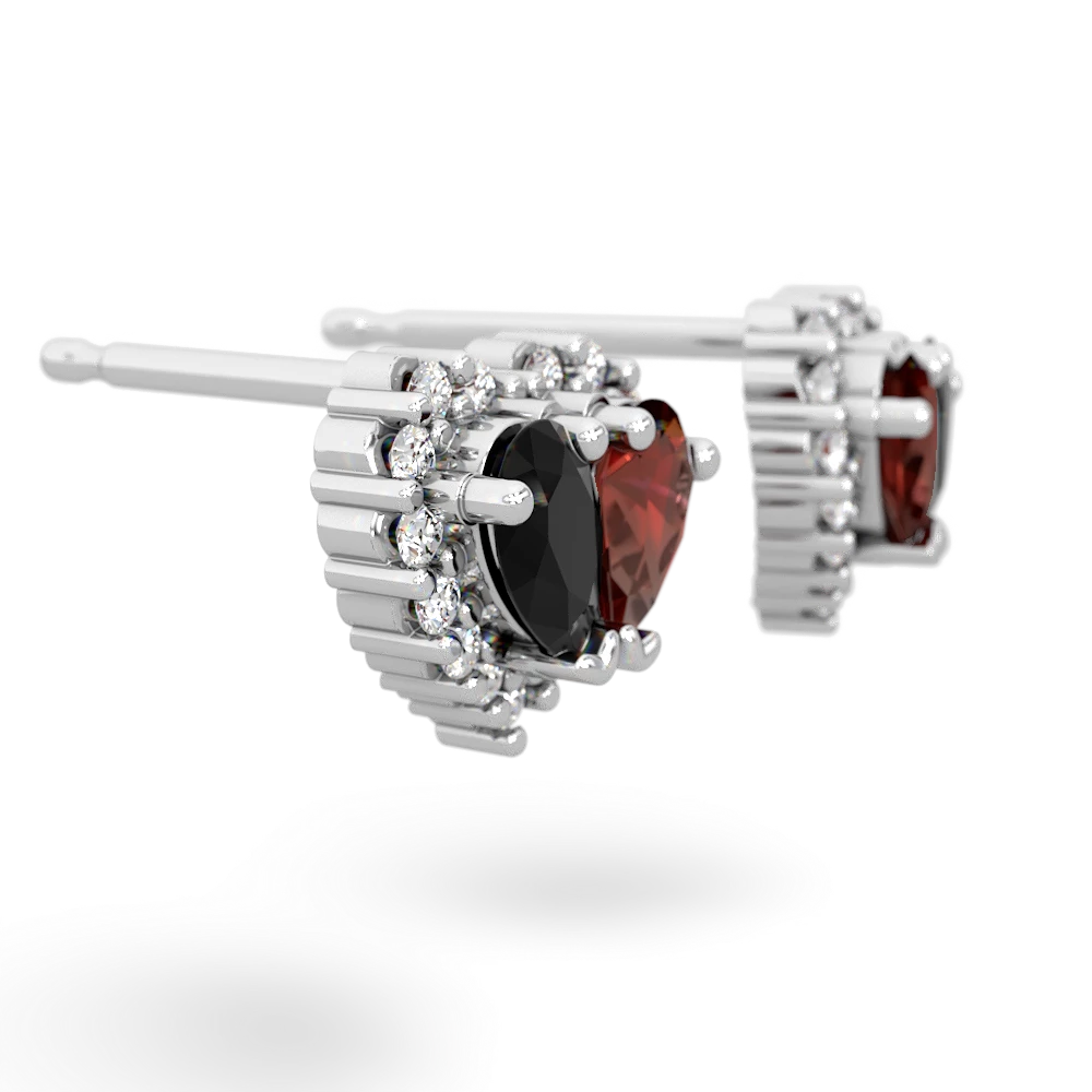 Onyx Halo 14K White Gold earrings E7008