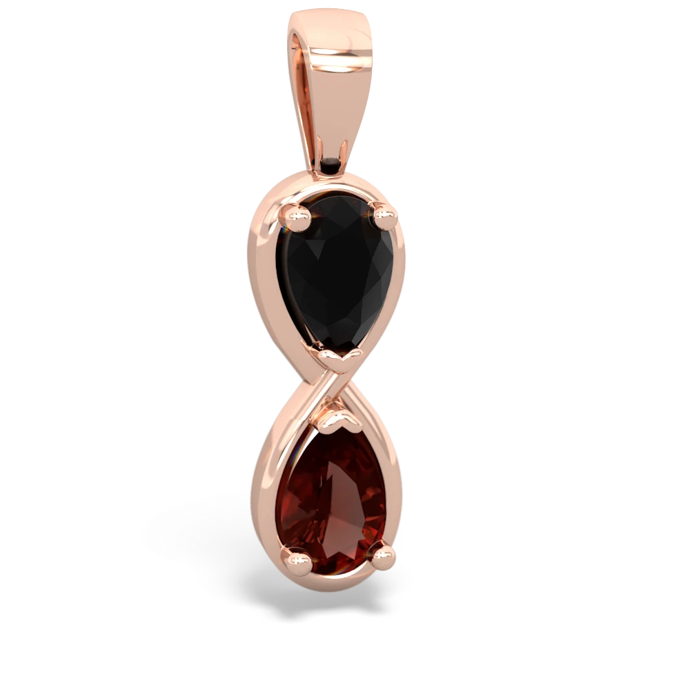 Onyx Infinity 14K Rose Gold pendant P5050