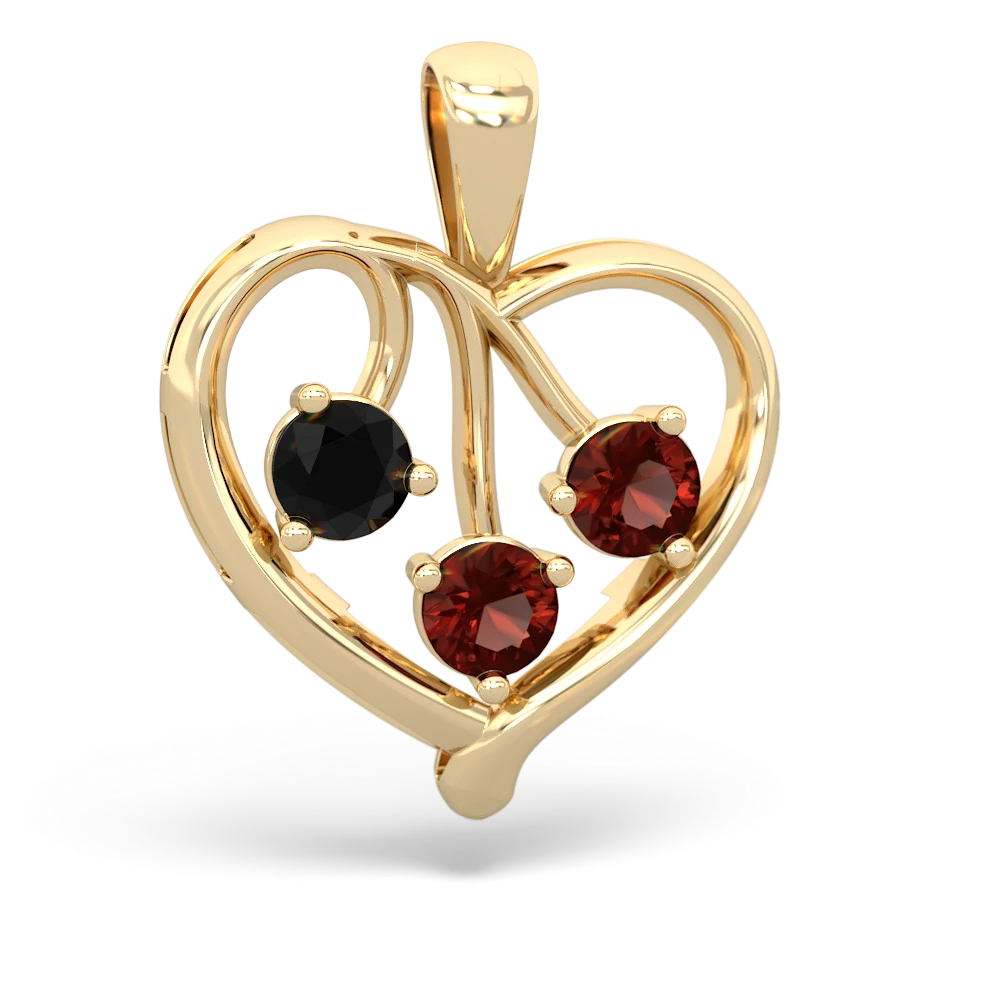 Onyx Glowing Heart 14K Yellow Gold pendant P2233