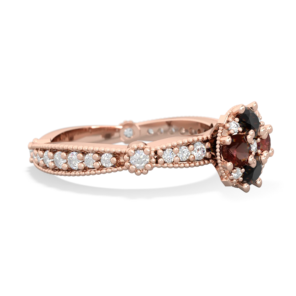 Onyx Sparkling Tiara Cluster 14K Rose Gold ring R26293RD