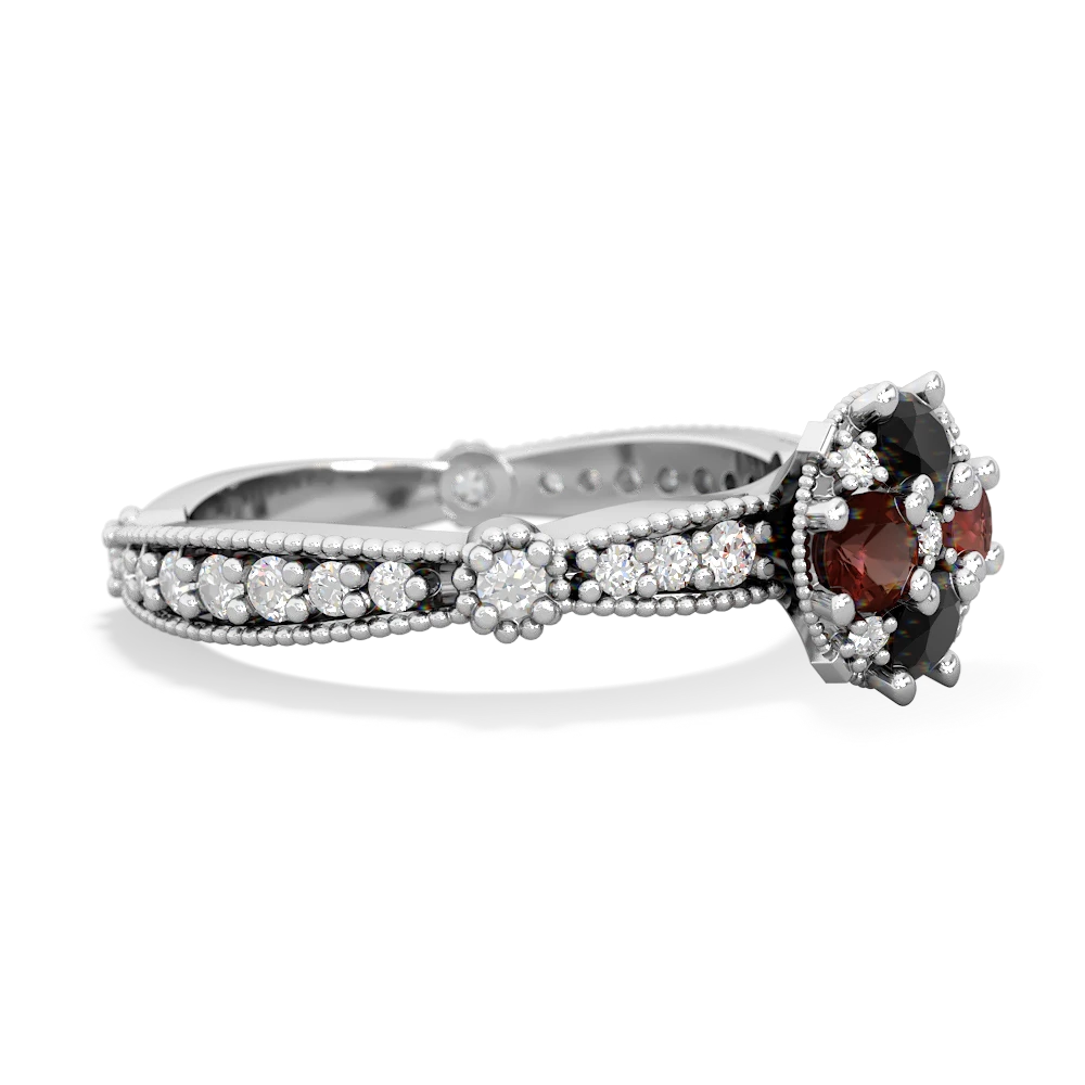 Onyx Sparkling Tiara Cluster 14K White Gold ring R26293RD