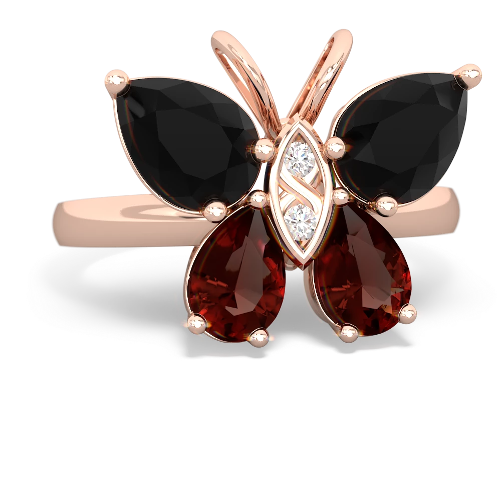 Onyx Butterfly 14K Rose Gold ring R2215