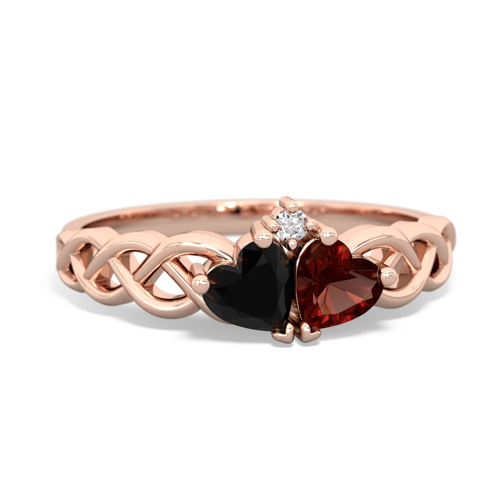 Onyx Heart To Heart Braid 14K Rose Gold ring R5870