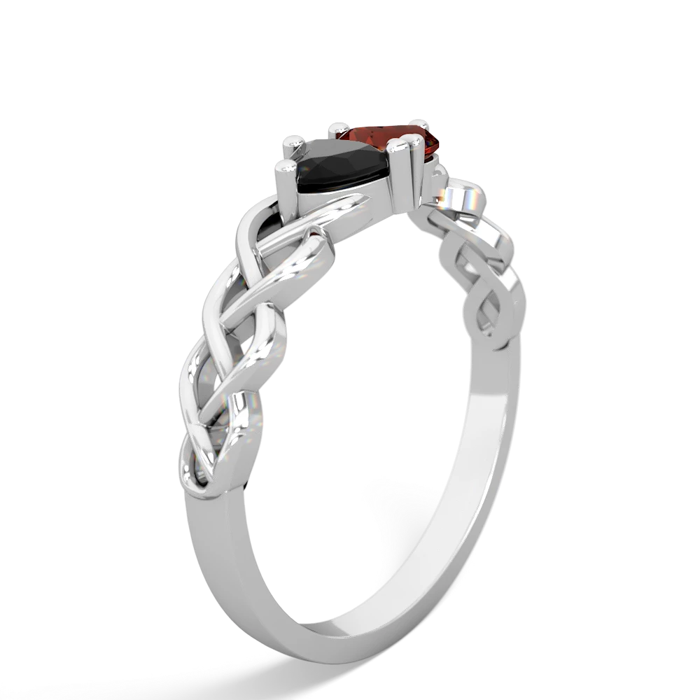 Onyx Heart To Heart Braid 14K White Gold ring R5870