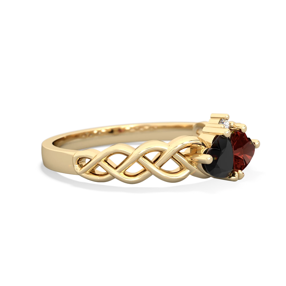 Onyx Heart To Heart Braid 14K Yellow Gold ring R5870