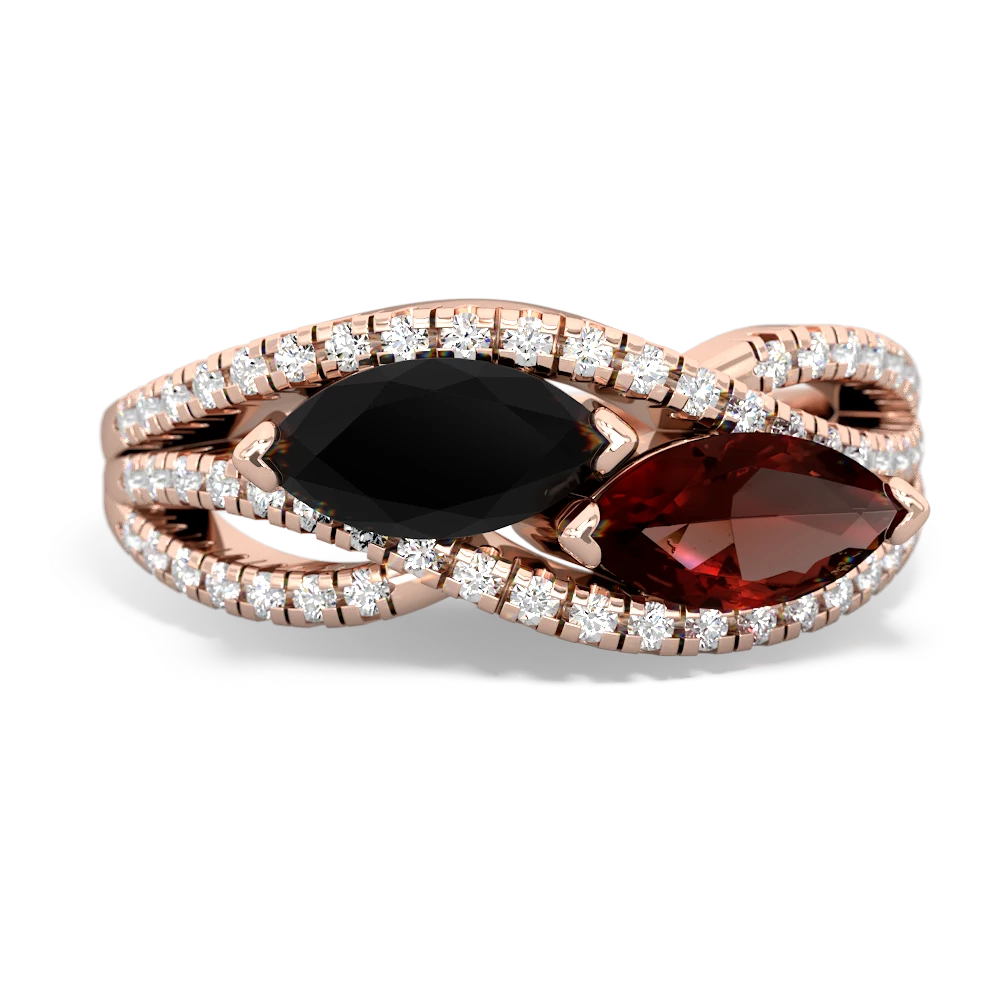 Onyx Diamond Rivers 14K Rose Gold ring R3070