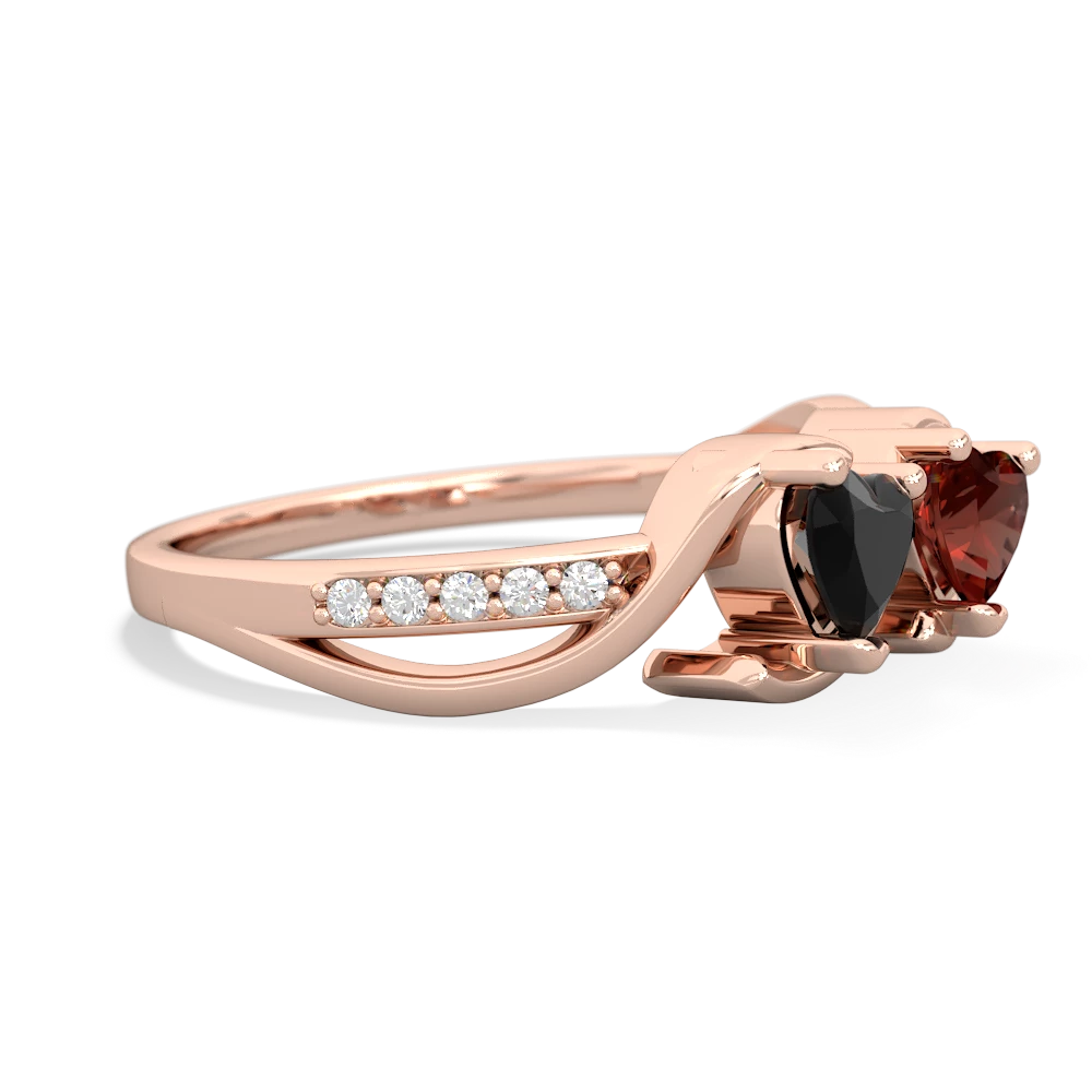 Onyx Side By Side 14K Rose Gold ring R3090