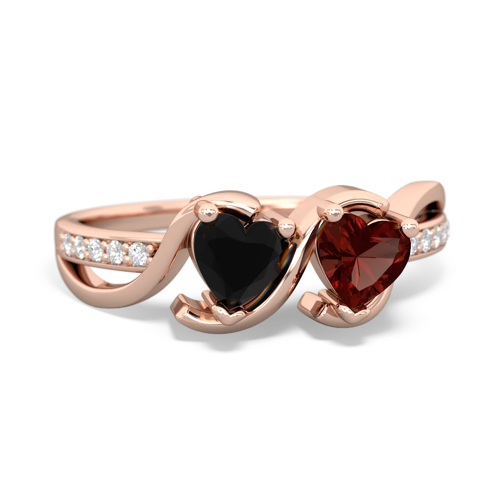 Onyx Side By Side 14K Rose Gold ring R3090