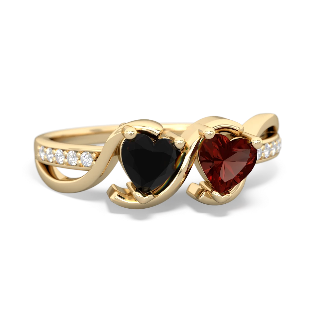 Onyx Side By Side 14K Yellow Gold ring R3090