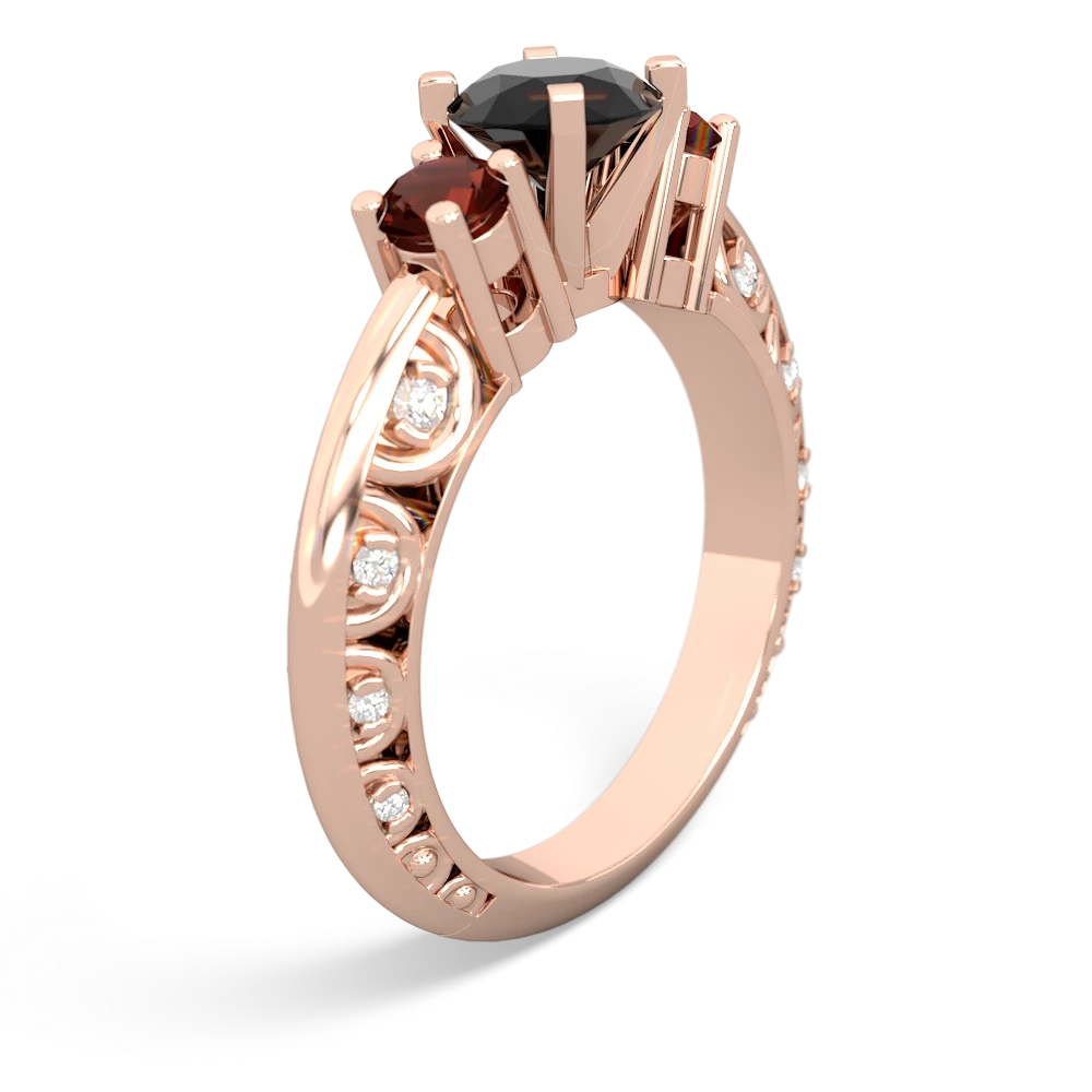 Onyx Art Deco Eternal Embrace Engagement 14K Rose Gold ring C2003