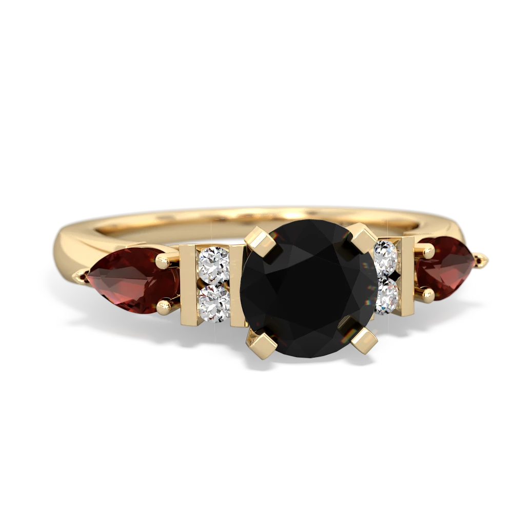 Onyx 6Mm Round Eternal Embrace Engagement 14K Yellow Gold ring R2005