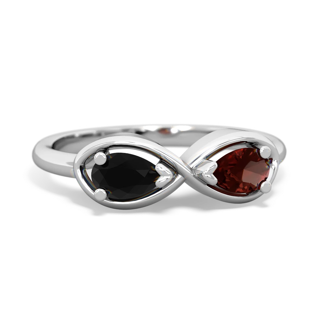 Onyx Infinity 14K White Gold ring R5050