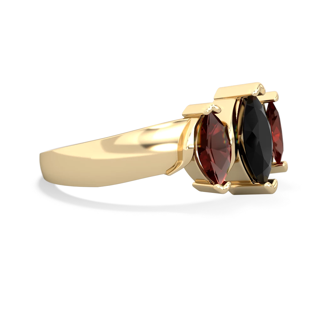 Onyx Three Peeks 14K Yellow Gold ring R2433