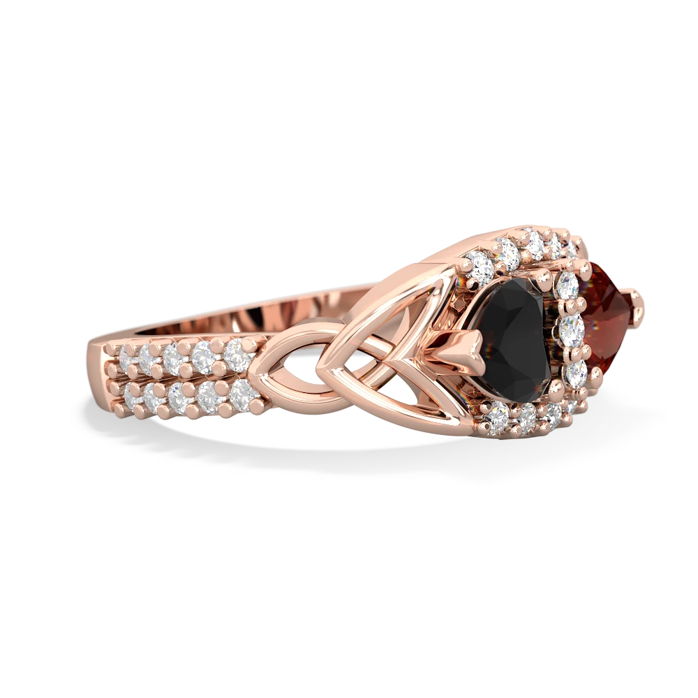 Onyx Sparkling Celtic Knot 14K Rose Gold ring R2645