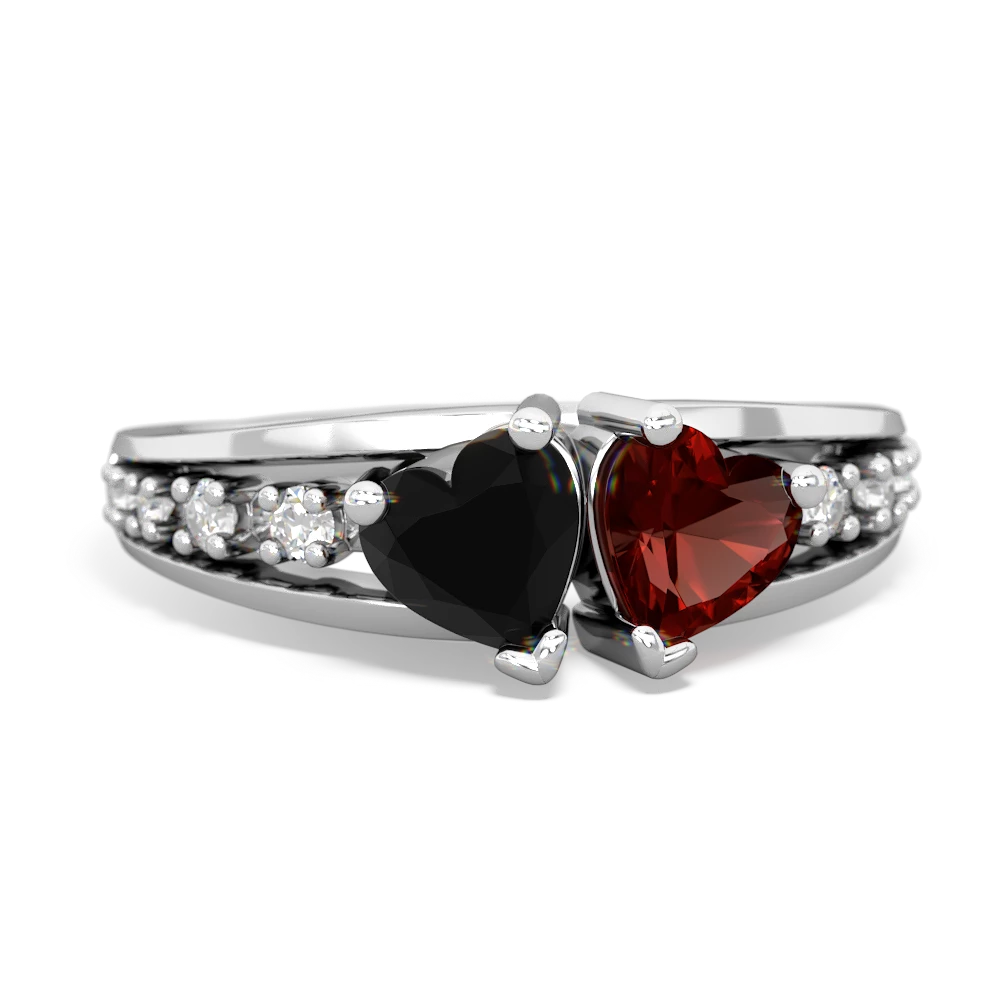 Onyx Heart To Heart 14K White Gold ring R3342