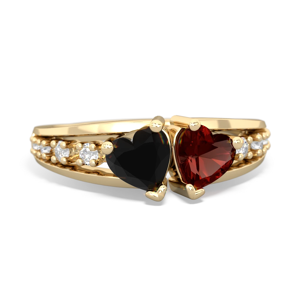 Onyx Heart To Heart 14K Yellow Gold ring R3342