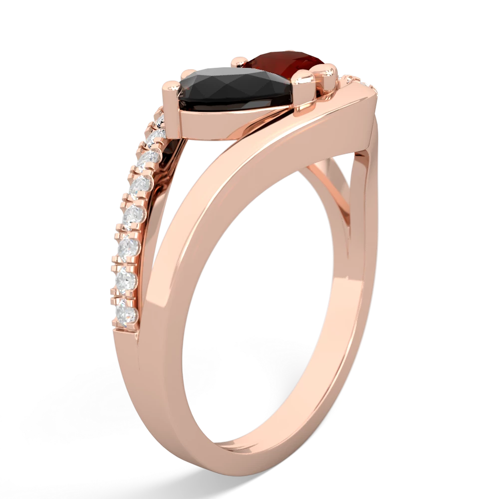 Onyx Nestled Heart Keepsake 14K Rose Gold ring R5650