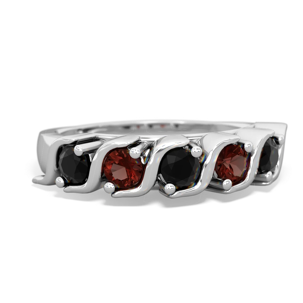 Onyx Anniversary Band 14K White Gold ring R2089