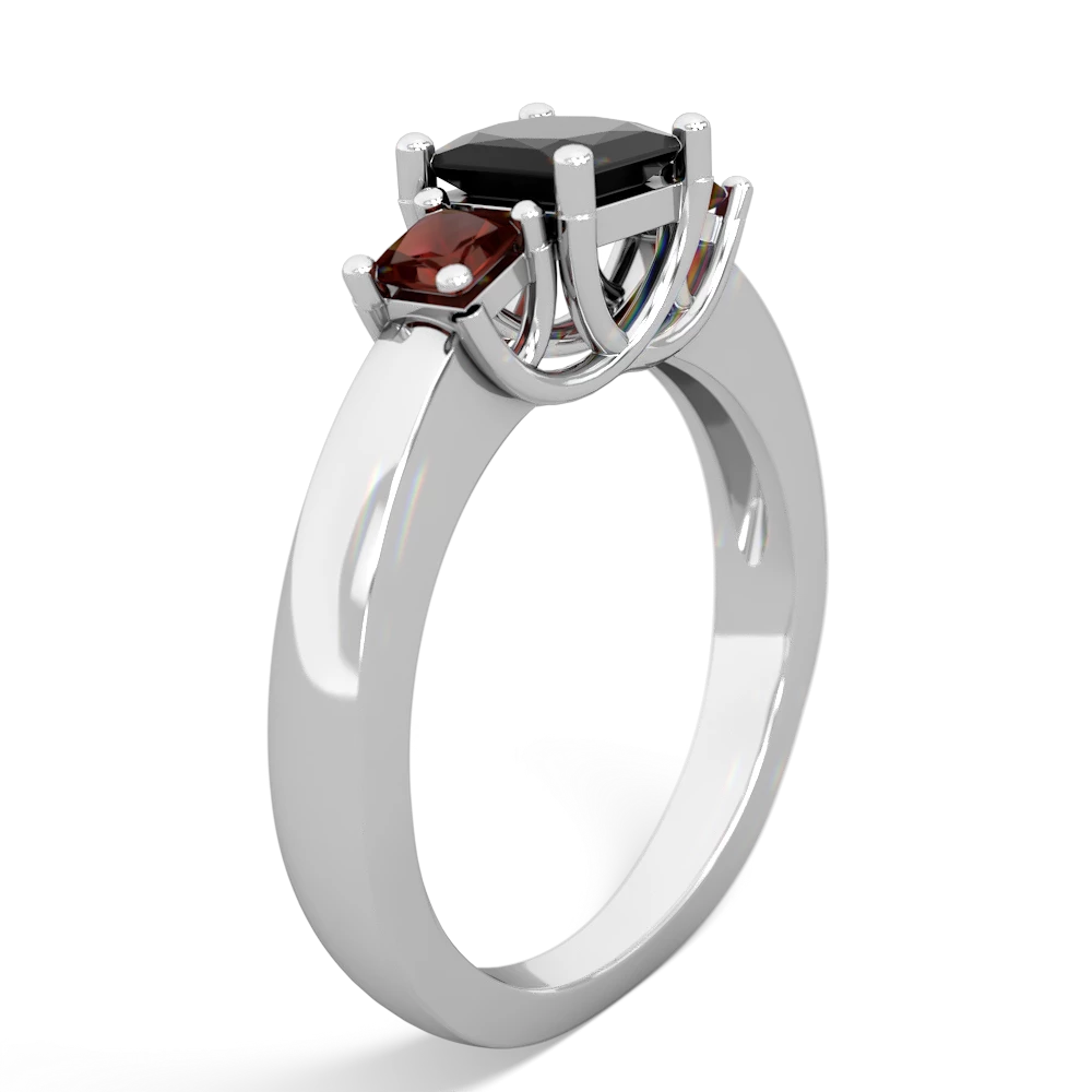 Onyx Three Stone Trellis 14K White Gold ring R4015