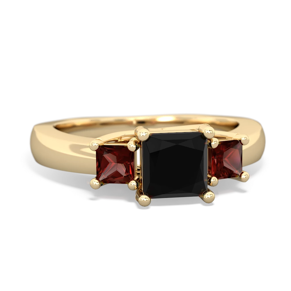 Onyx Three Stone Trellis 14K Yellow Gold ring R4015