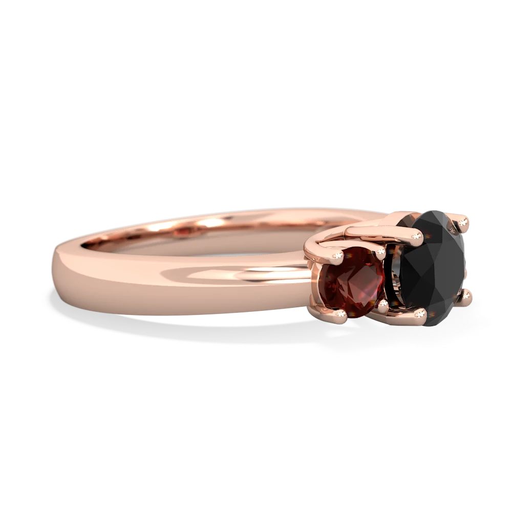 Onyx Three Stone Round Trellis 14K Rose Gold ring R4018