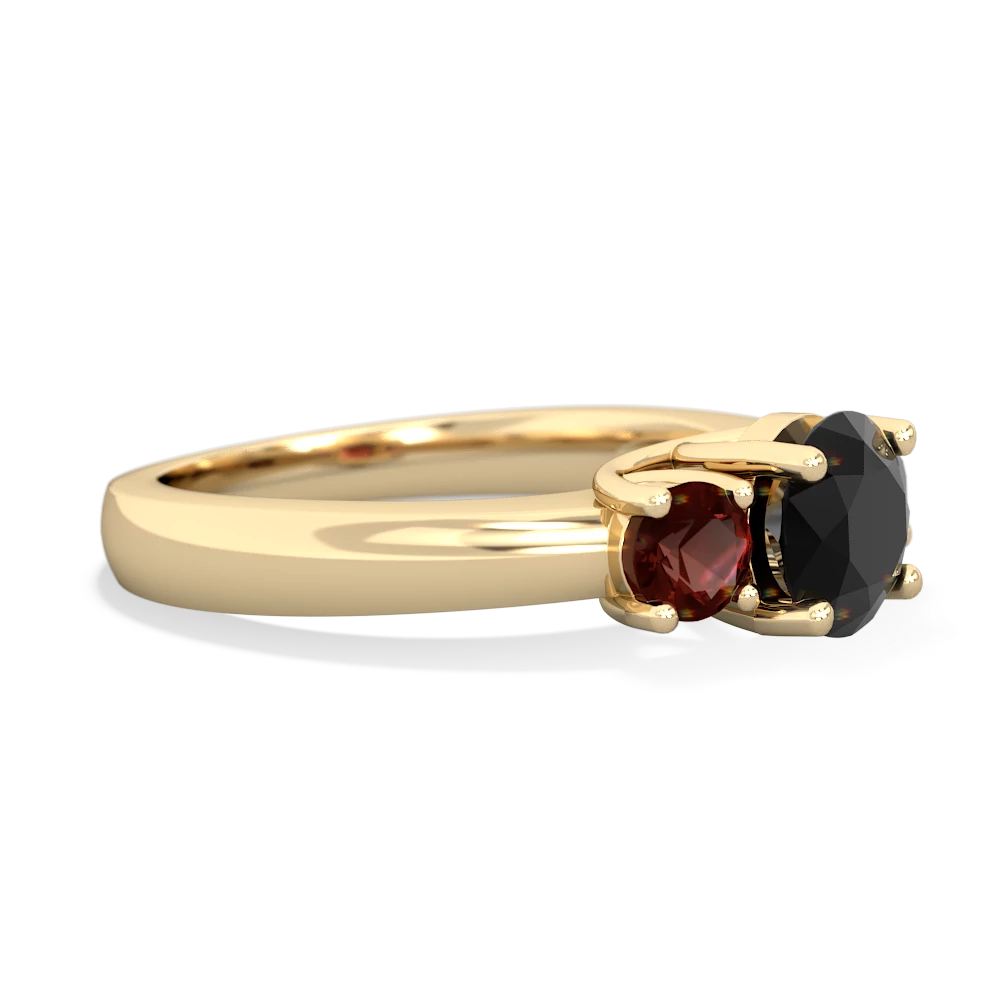 Onyx Three Stone Round Trellis 14K Yellow Gold ring R4018