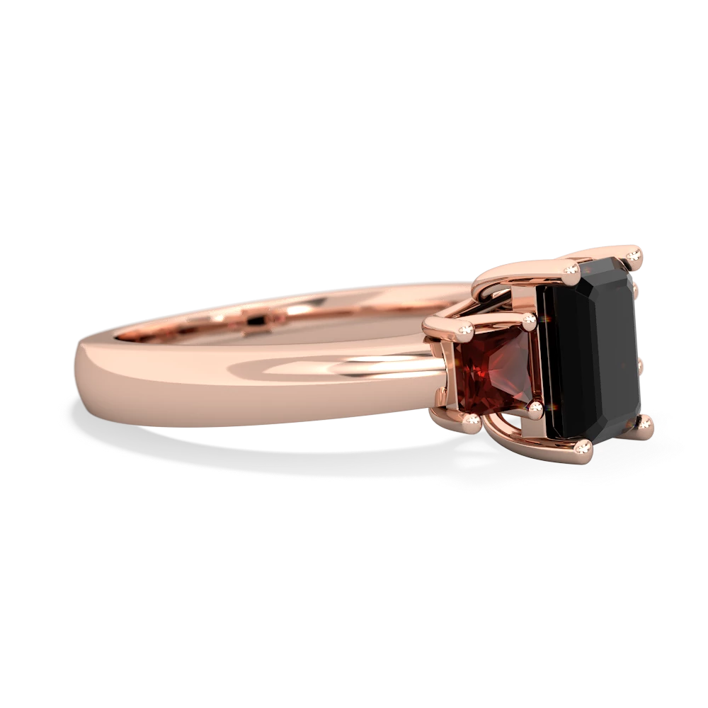 Onyx Three Stone Emerald-Cut Trellis 14K Rose Gold ring R4021