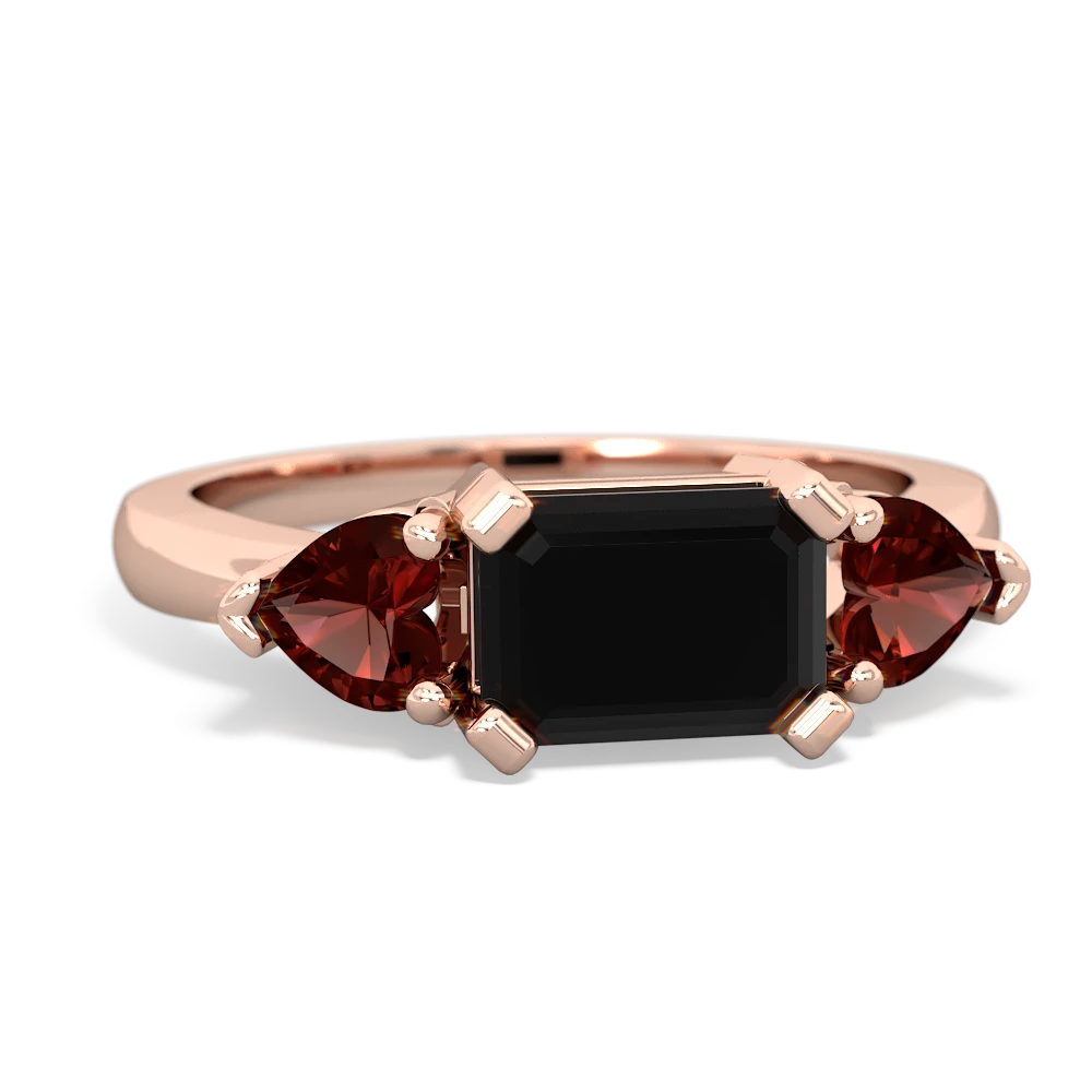 Onyx Three Stone 14K Rose Gold ring R5235