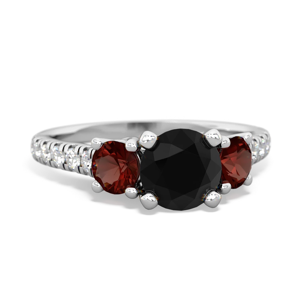 Onyx Pave Trellis 14K White Gold ring R5500