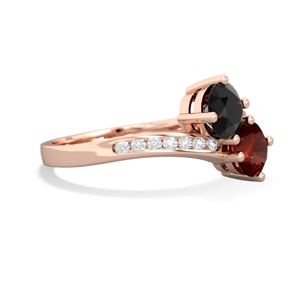 Onyx Channel Set Two Stone 14K Rose Gold ring R5303