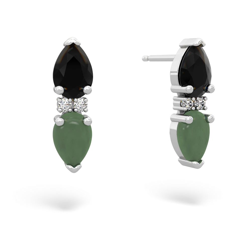 Onyx Bowtie Drop 14K White Gold earrings E0865