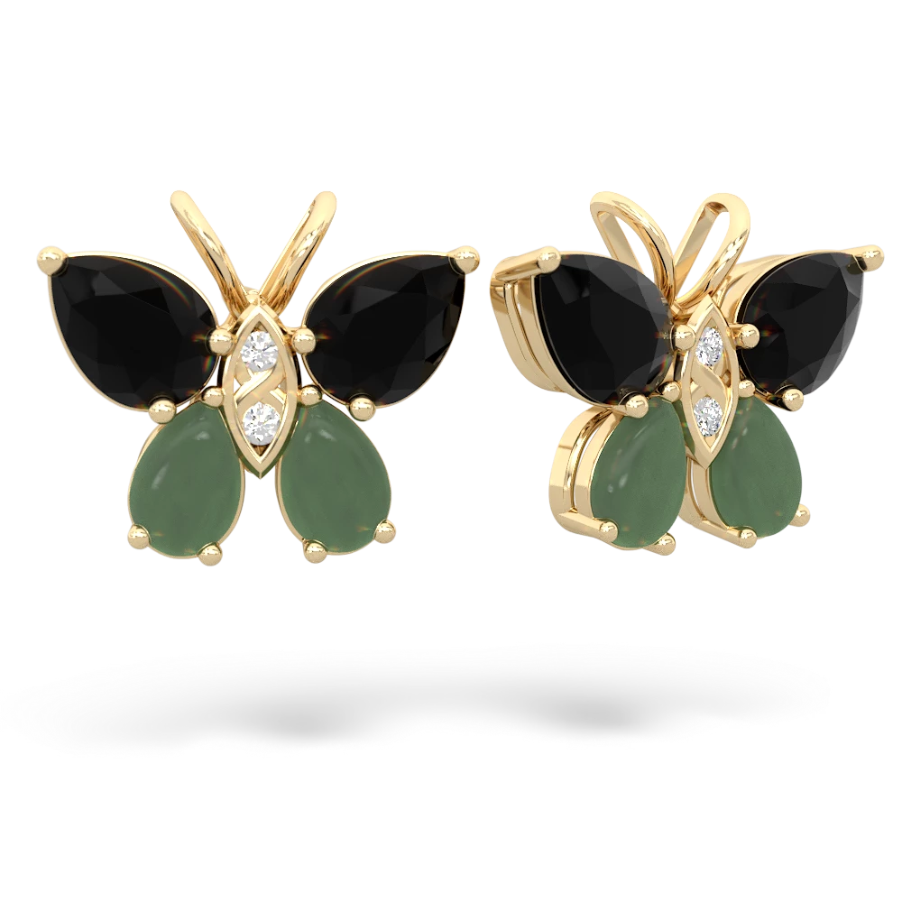 Onyx Butterfly 14K Yellow Gold earrings E2215