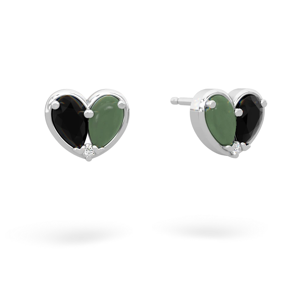 Onyx 'Our Heart' 14K White Gold earrings E5072