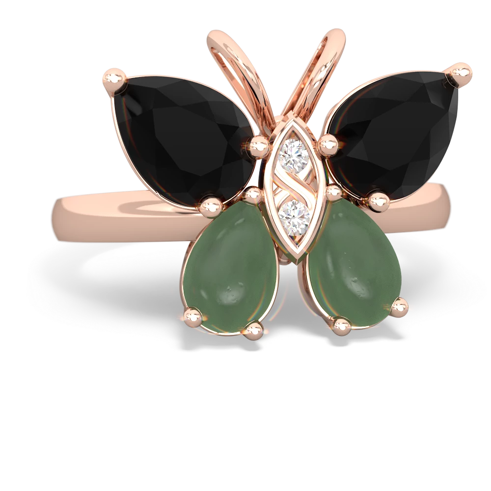 Onyx Butterfly 14K Rose Gold ring R2215