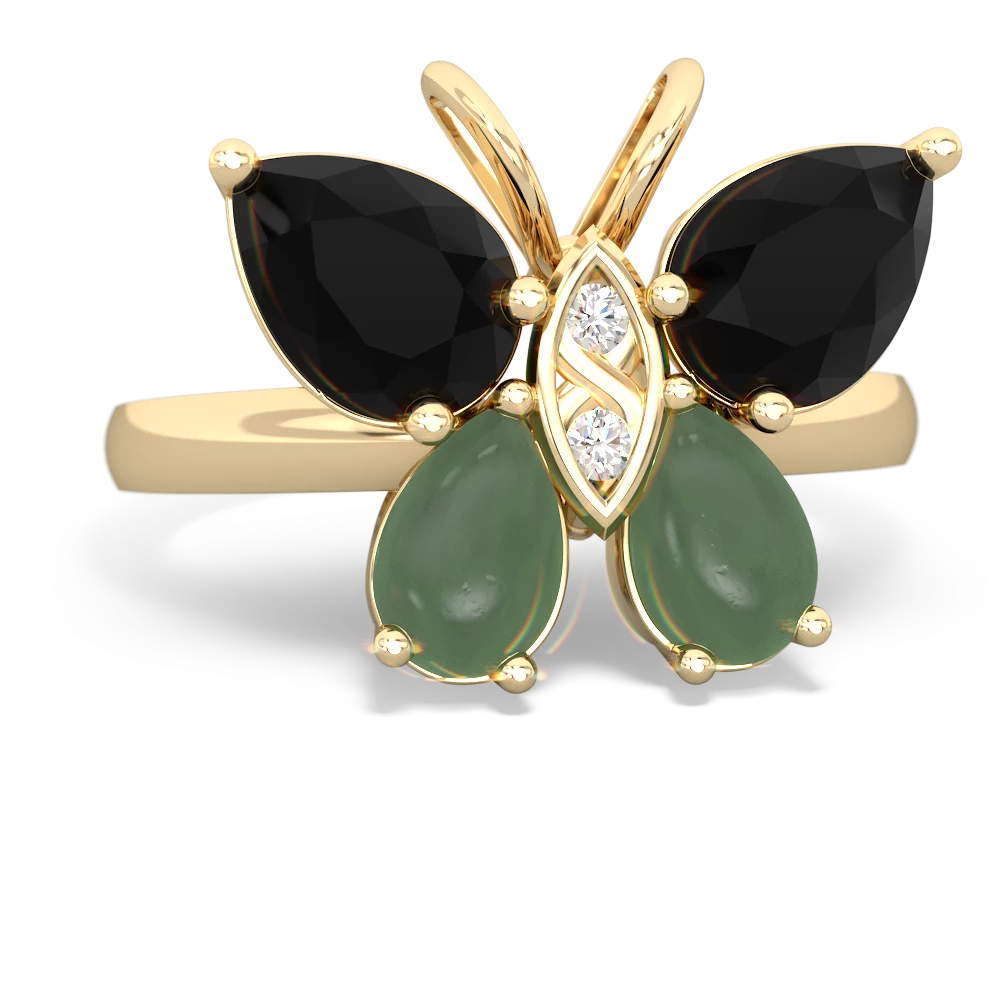 Onyx Butterfly 14K Yellow Gold ring R2215