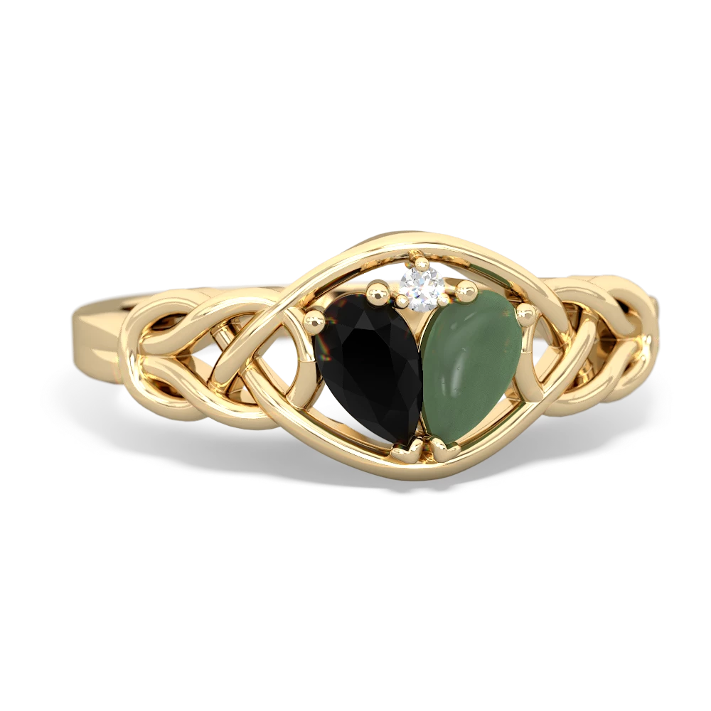 Onyx Celtic Love Knot 14K Yellow Gold ring R5420