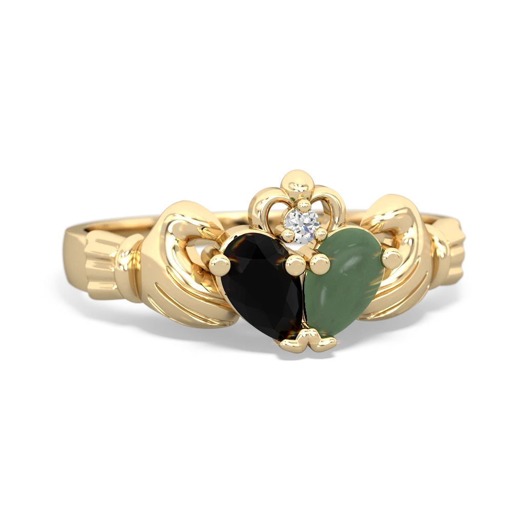 Onyx 'Our Heart' Claddagh 14K Yellow Gold ring R2388