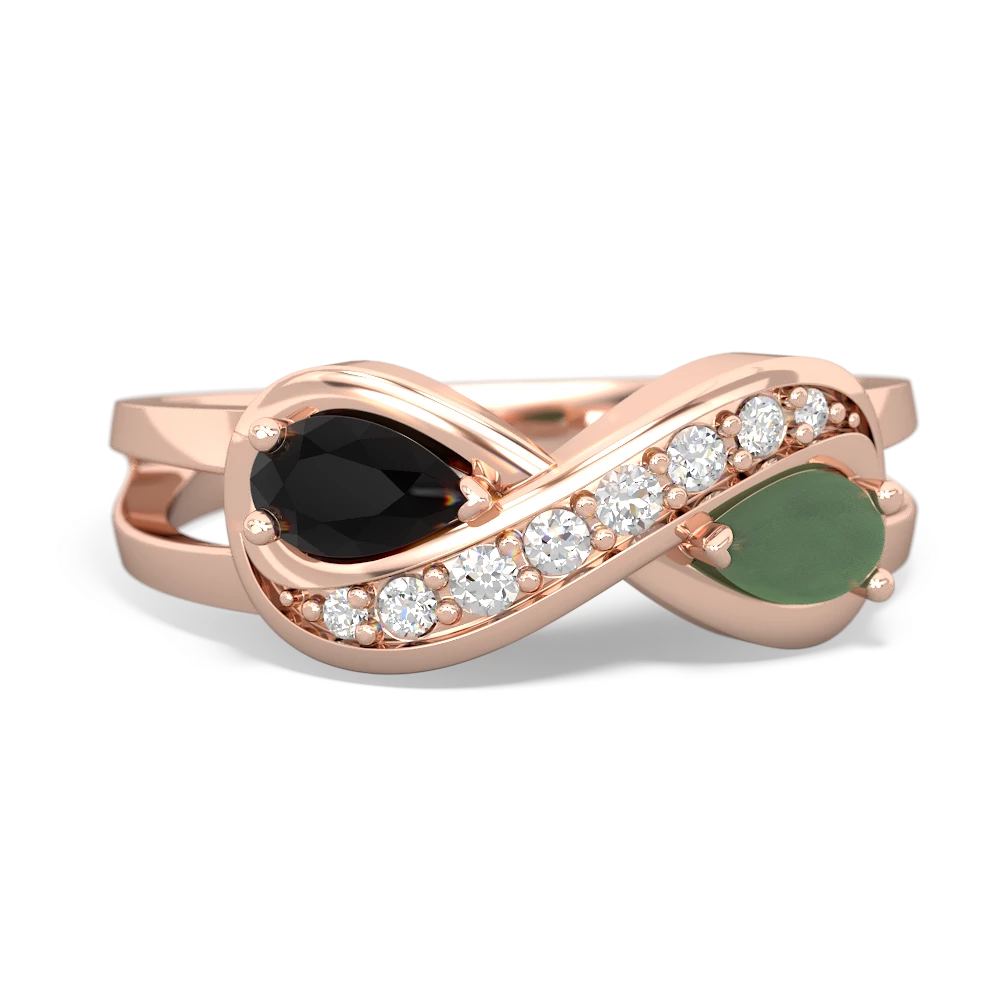 Onyx Diamond Infinity 14K Rose Gold ring R5390