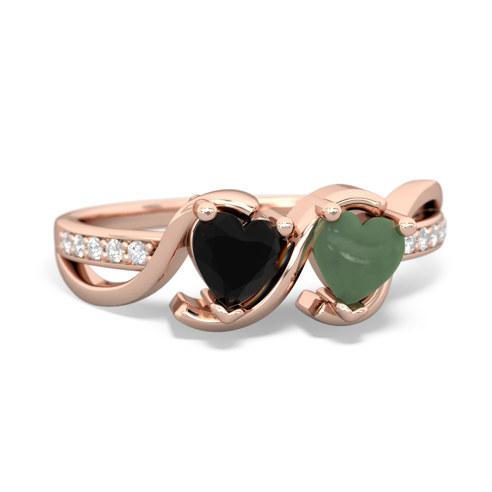 Onyx Side By Side 14K Rose Gold ring R3090