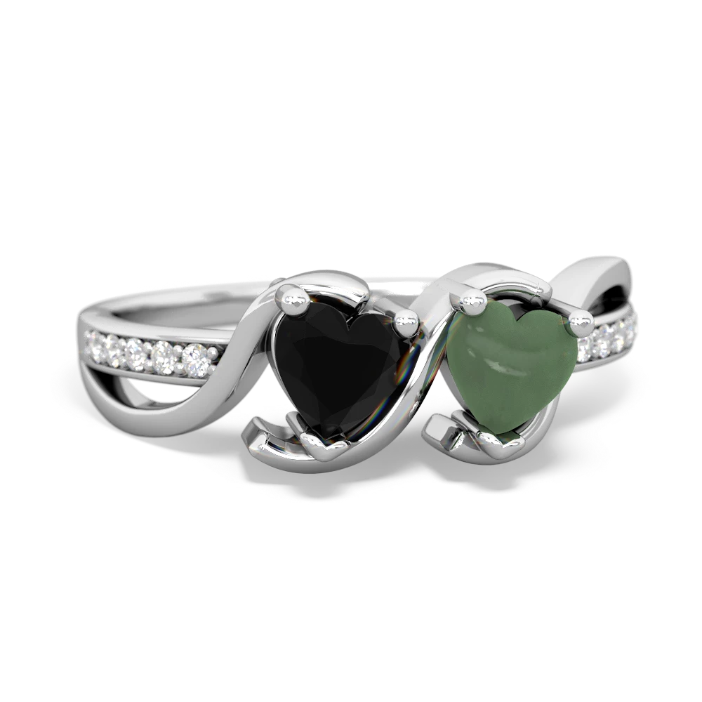 Onyx Side By Side 14K White Gold ring R3090