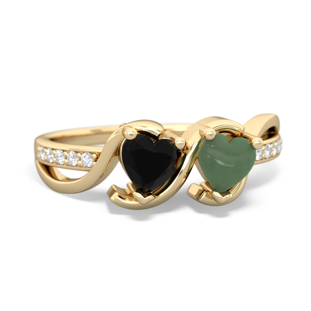 Onyx Side By Side 14K Yellow Gold ring R3090