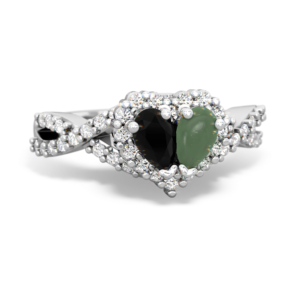 Onyx Diamond Twist 'One Heart' 14K White Gold ring R2640HRT